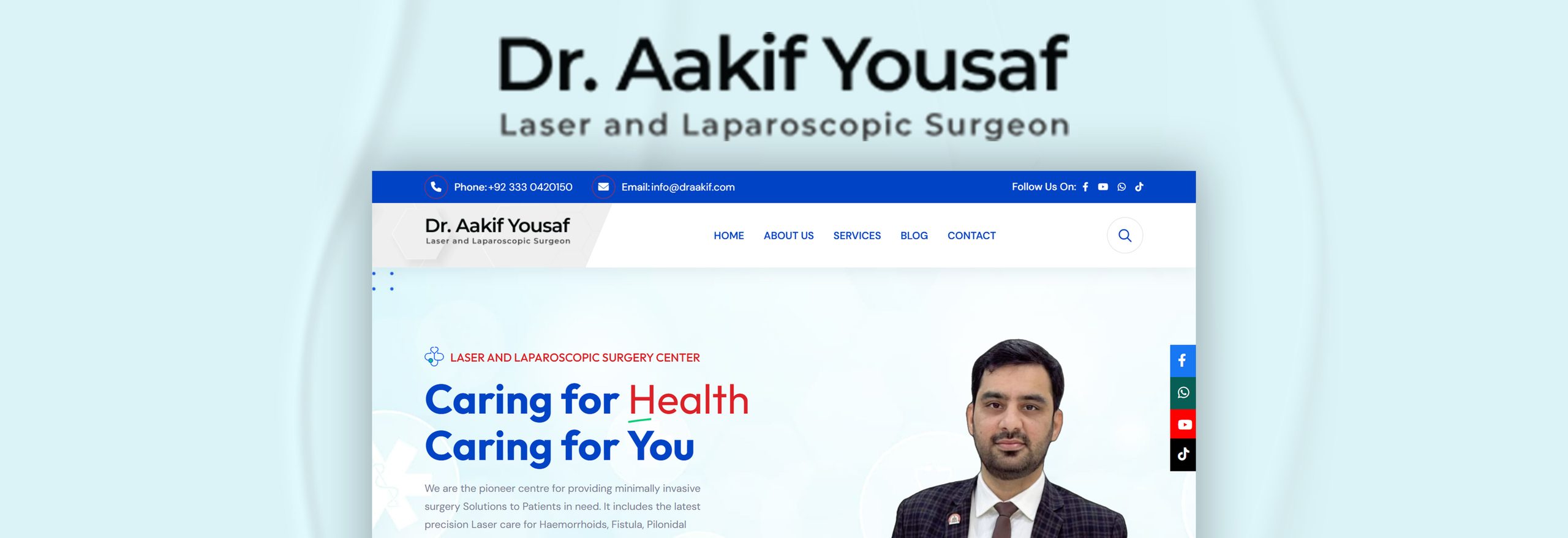 Dr. Aakif Yousaf — Building a Professional Healthcare Website for Laser & Laparoscopic Surgery